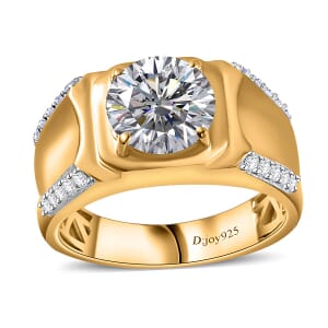 Moissanite Men's Ring in Vermeil Yellow Gold Over Sterling Silver (Size 9.0) 3.15 ctw