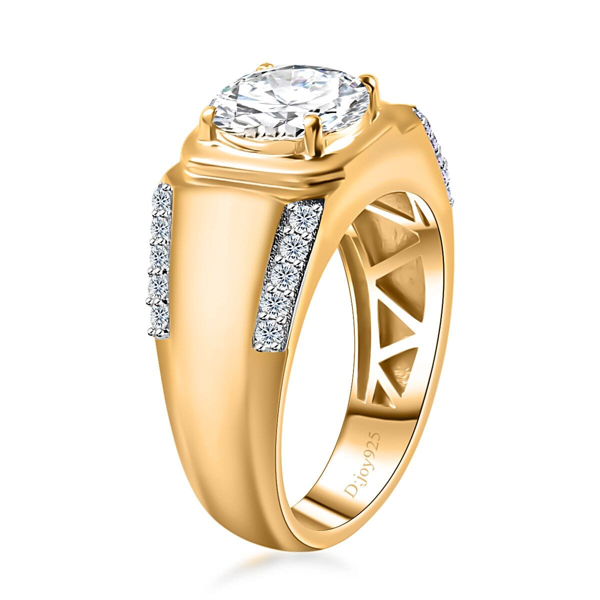 Moissanite Men's Ring in Vermeil Yellow Gold Over Sterling Silver (Size 9.0) 3.15 ctw image number 3