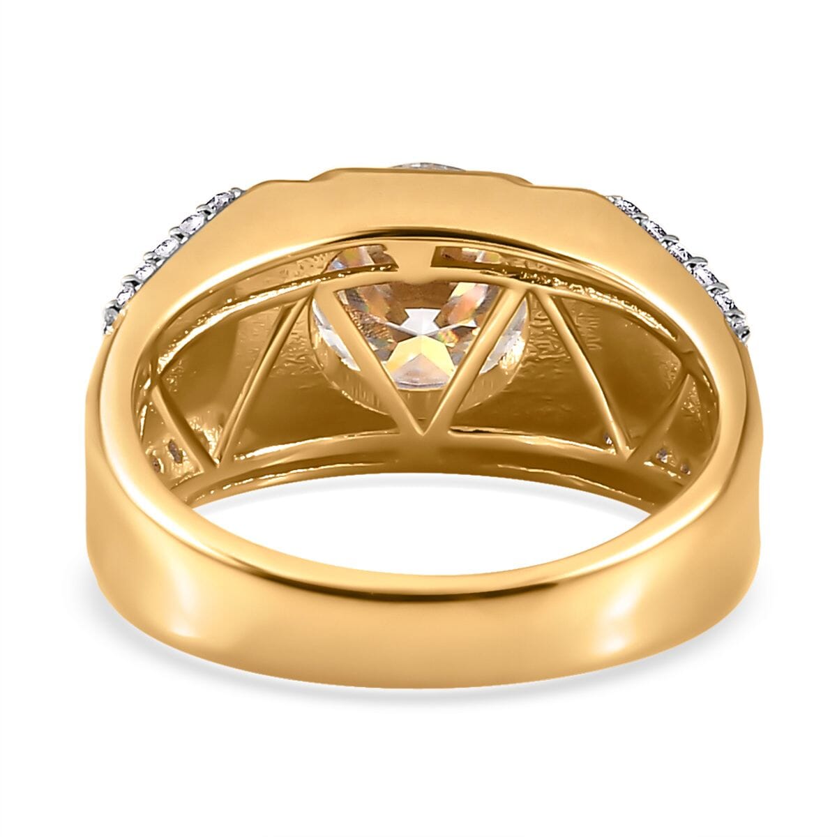 Moissanite Men's Ring in Vermeil Yellow Gold Over Sterling Silver (Size 9.0) 3.15 ctw image number 4