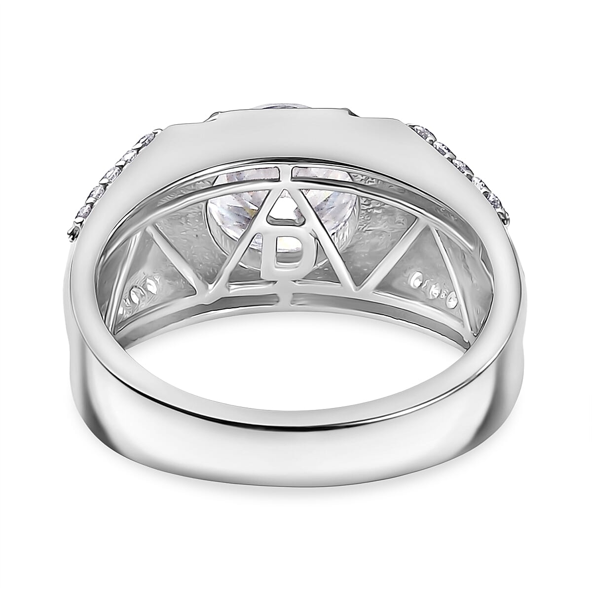 Doorbuster D'Joy Moissanite 3.15 ctw Men's Ring in Rhodium Over Sterling Silver (Size 10.0) image number 4