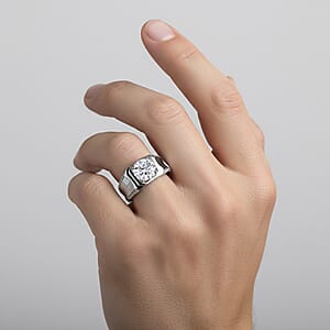 Doorbuster D'Joy Moissanite 3.15 ctw Men's Ring in Rhodium Over Sterling Silver (Size 12.0)