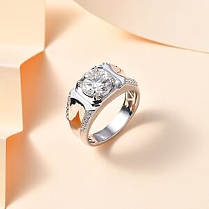Doorbuster D'Joy Moissanite 3.15 ctw Men's Ring in Rhodium Over Sterling Silver (Size 13.0)