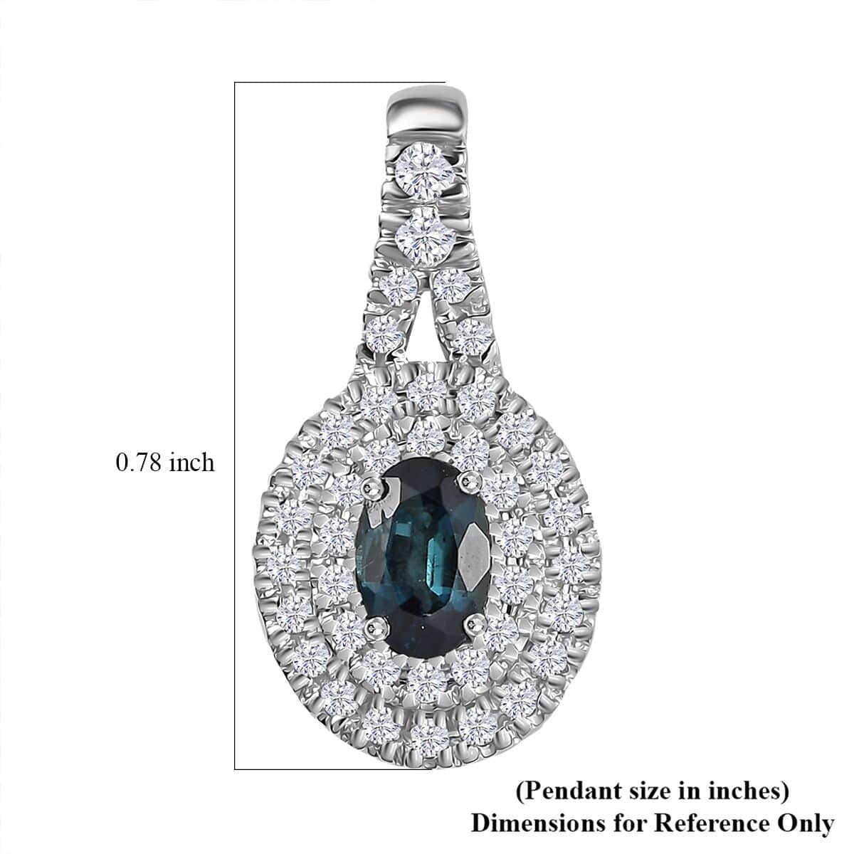 Luxoro 14K White Gold AAAA Monte Belo Indicolite and G-H I2 Diamond Double Halo Pendant 0.85 ctw image number 5