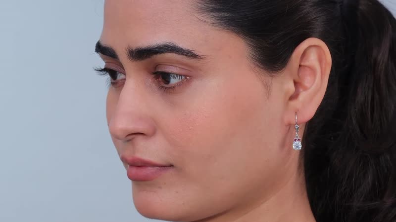 Moissanite , Anthill Garnet Solitaire Lever Back Earring in Platinum Over Sterling Silver 1.70 ctw