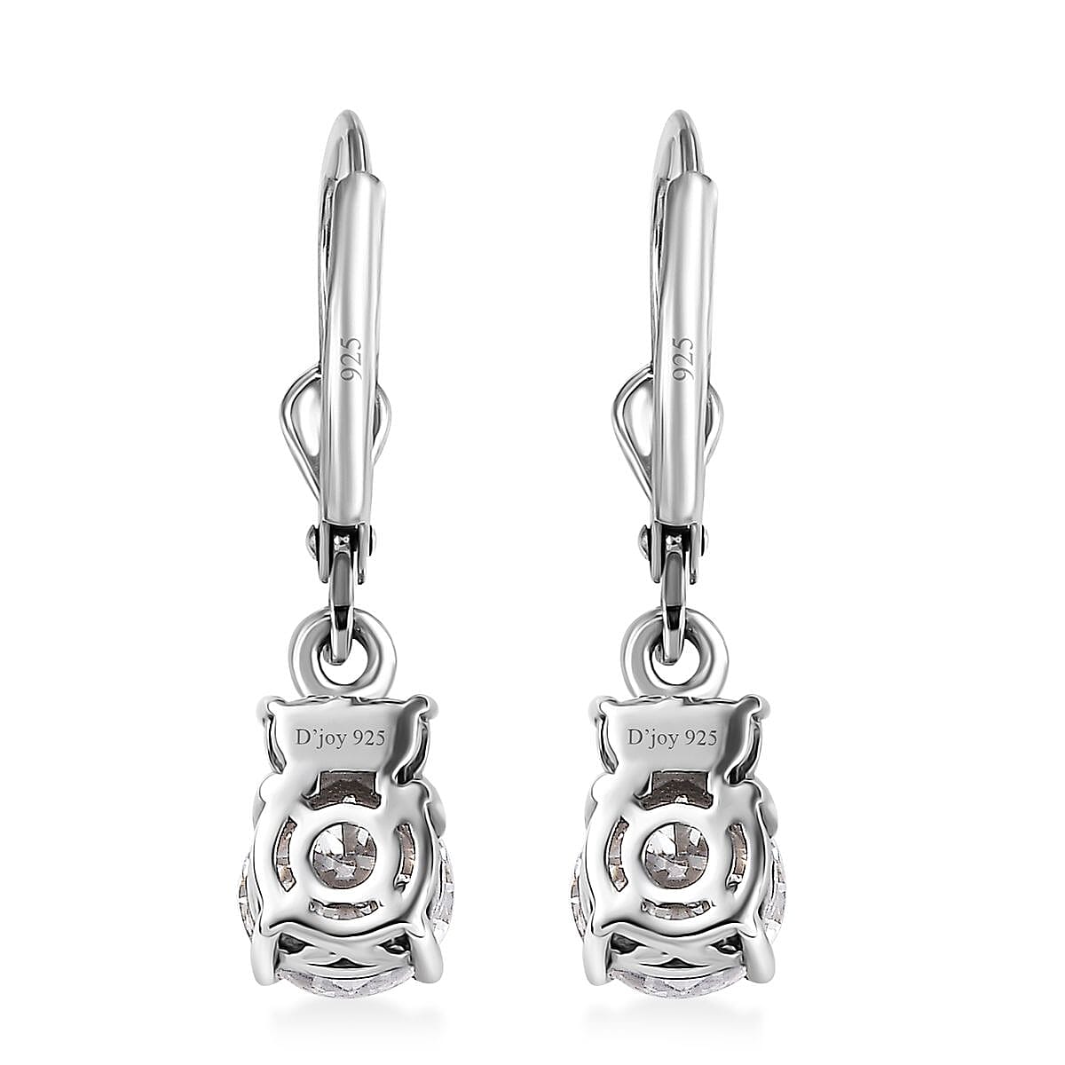 Moissanite and Anthill Garnet Lever Back Earrings in Platinum Over Sterling Silver 1.70 ctw