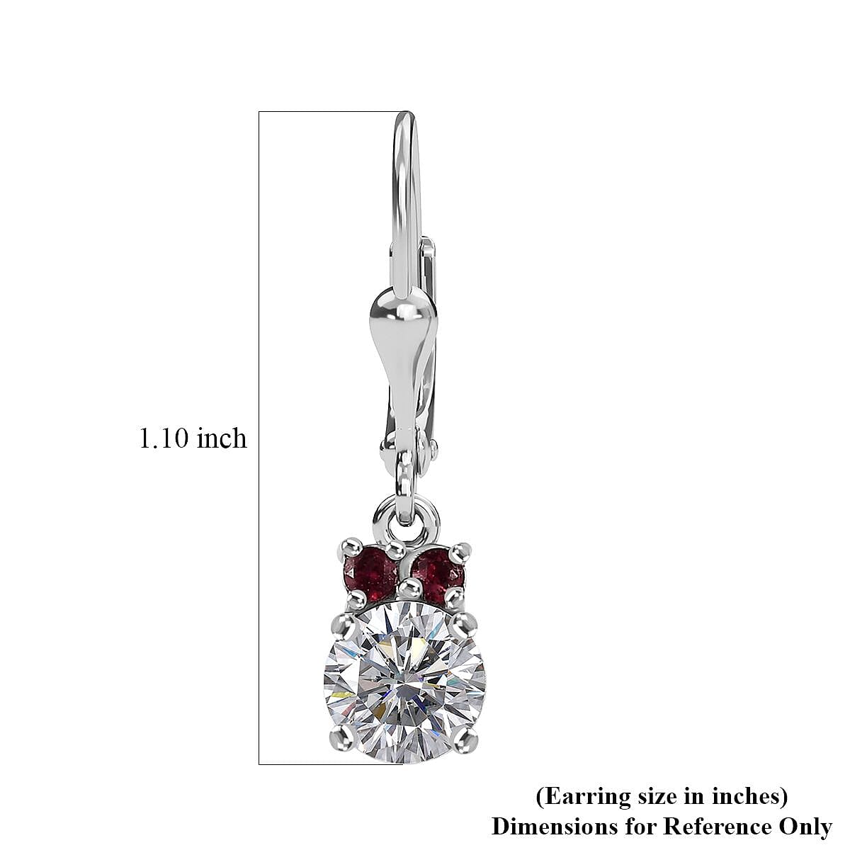 Moissanite and Anthill Garnet Lever Back Earrings in Platinum Over Sterling Silver 1.70 ctw