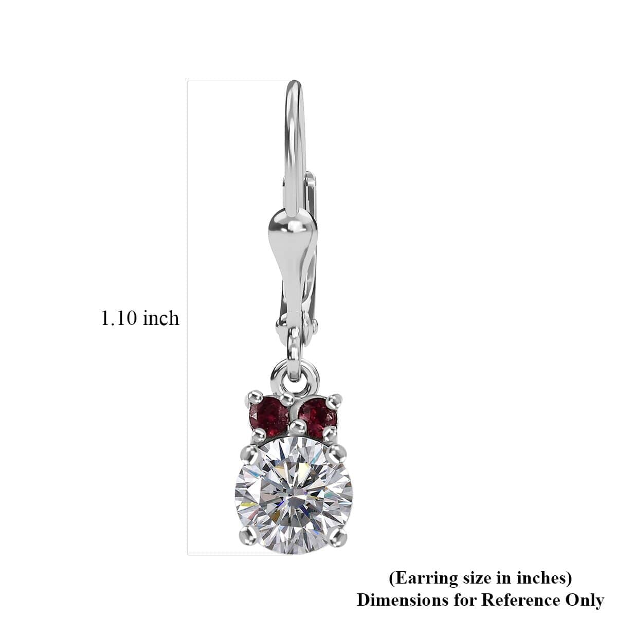 Moissanite , Anthill Garnet Solitaire Lever Back Earring in Platinum Over Sterling Silver 1.70 ctw image number 5