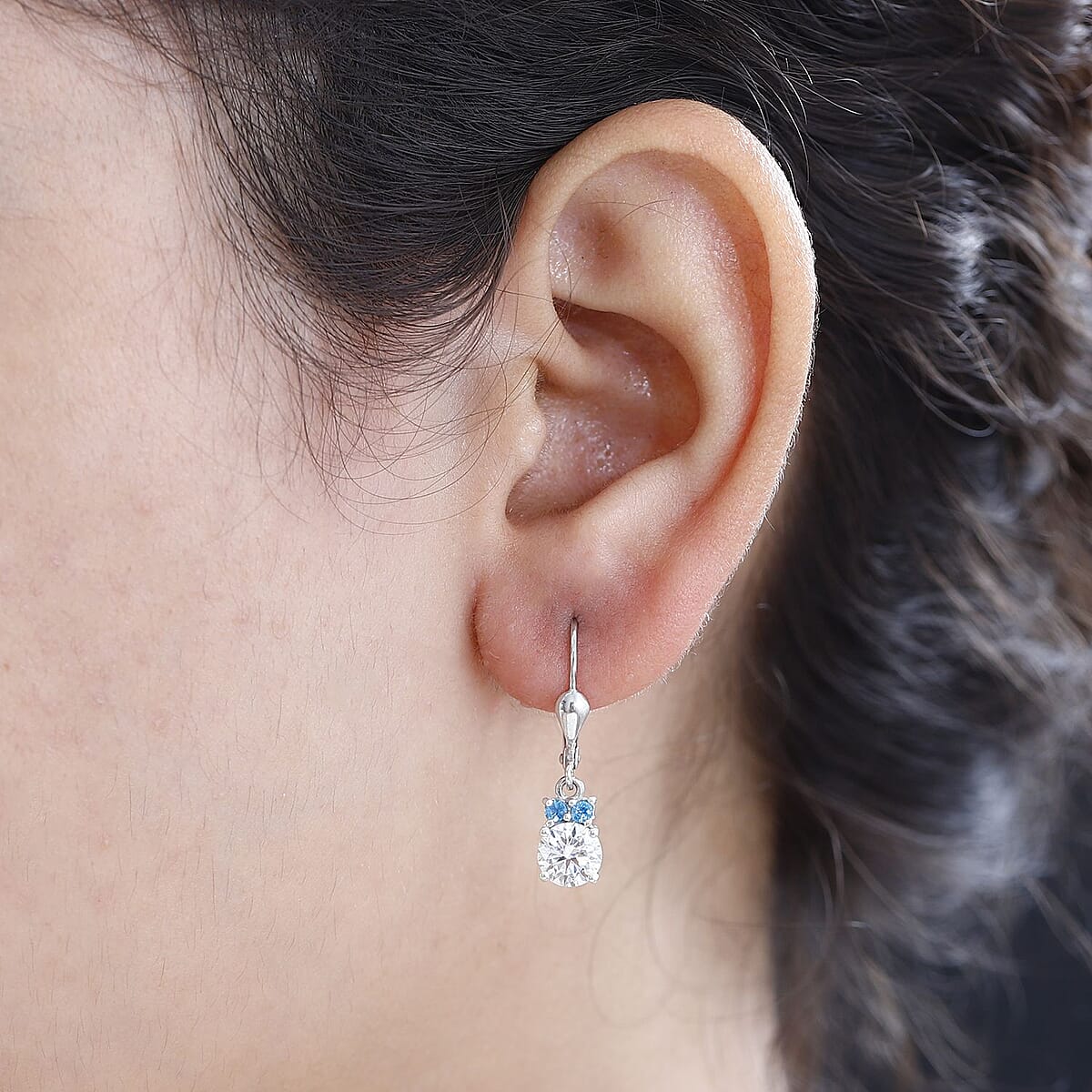 Moissanite and Malgache Neon Apatite Earrings in Platinum Over Sterling Silver 1.65 ctw image number 2