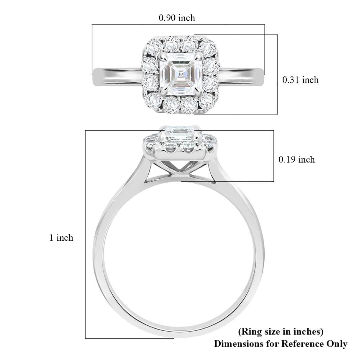 Modani 950 Platinum Asscher Cut Diamond VS Ring (Size 10.0) 5.65 Grams 1.06 ctw image number 4