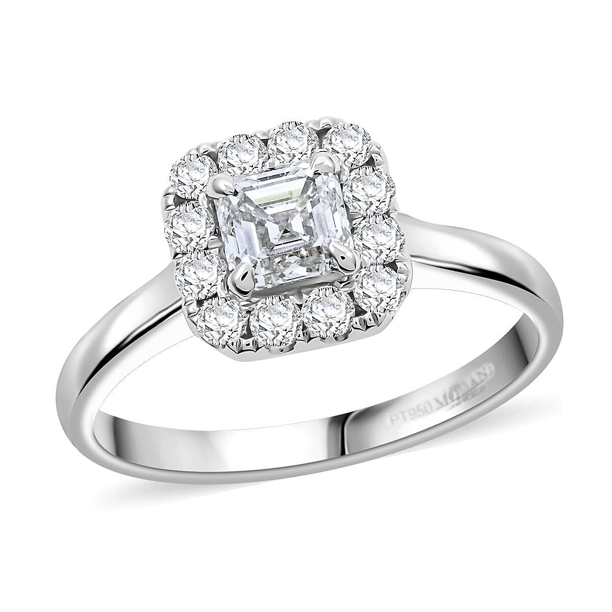 Doorbuster Modani 950 Platinum Asscher Cut Diamond VS 1.06 ctw Ring (Size 5.0) 5.65 Grams image number 0
