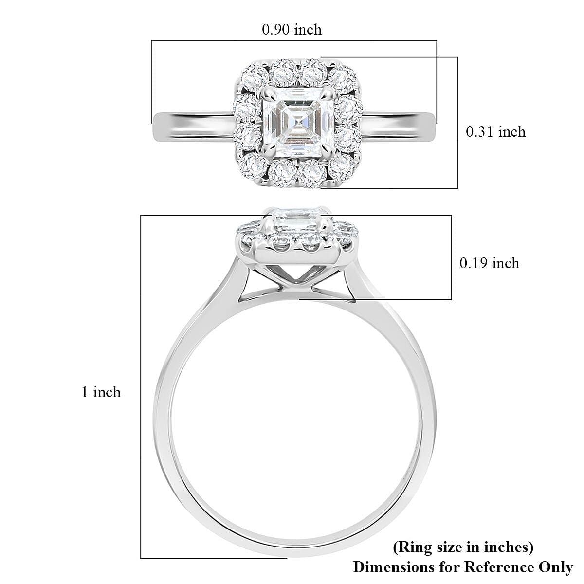 Doorbuster Modani 950 Platinum Asscher Cut Diamond VS 1.06 ctw Ring (Size 5.0) 5.65 Grams image number 4