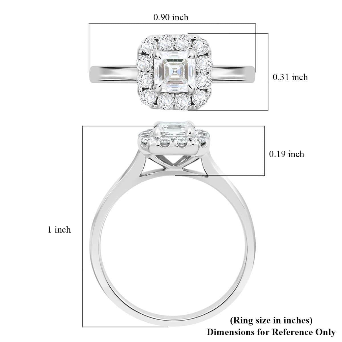 Modani 950 Platinum Asscher Cut Diamond VS 1.06 ctw Ring (Size 7.0) 5.65 Grams  image number 4