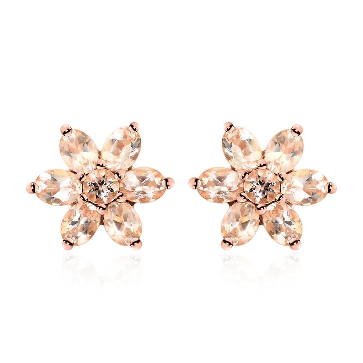 10K Rose Gold Marropino Morganite Stud Earrings 2.00 ctw image number 0