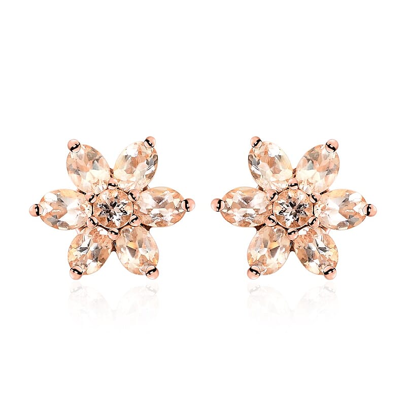 10K Rose Gold Marropino Morganite Stud Earrings 2.00 ctw