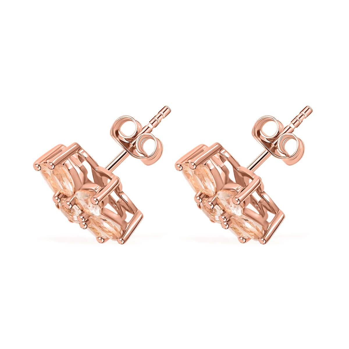 10K Rose Gold Marropino Morganite Stud Earrings 2.00 ctw image number 3