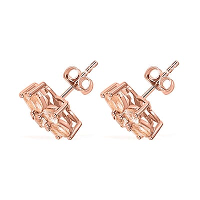 10K Rose Gold Marropino Morganite Stud Earrings 2.00 ctw
