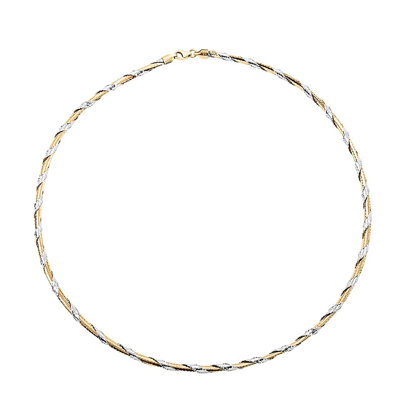 Seta Bicolor Italian 10K Yellow and White Gold Necklace 18 Inches 3.10 Grams