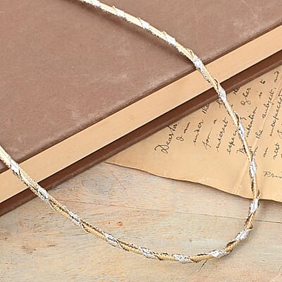 Seta Bicolor Italian 10K Yellow and White Gold Necklace 18 Inches 3.10 Grams