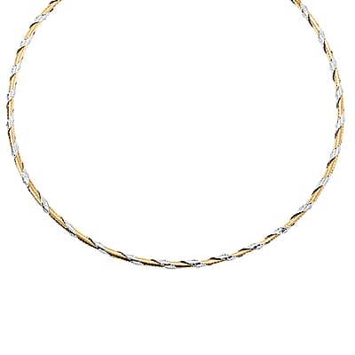 Seta Bicolor Italian 10K Yellow and White Gold Necklace 18 Inches 3.10 Grams