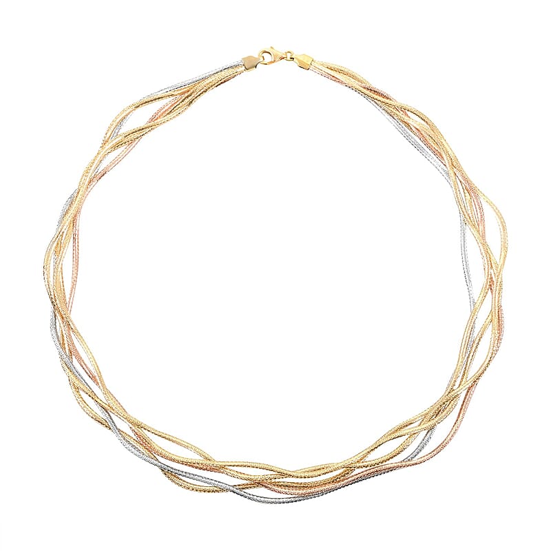 Mare Colorato Italian 10K Yellow, Rose and White Gold Necklace 18 Inches 4.40 Grams