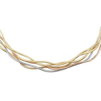 Mare Colorato Italian 10K Yellow, Rose and White Gold Necklace 18 Inches 4.40 Grams