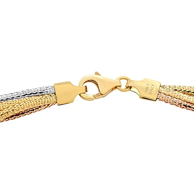 Mare Colorato Italian 10K Yellow, Rose and White Gold Necklace 18 Inches 4.40 Grams