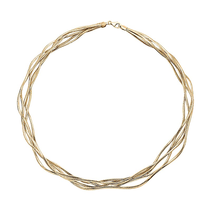 Mare Italian 10K Yellow Gold 5 Strand Necklace 18 Inches 4.40 Grams