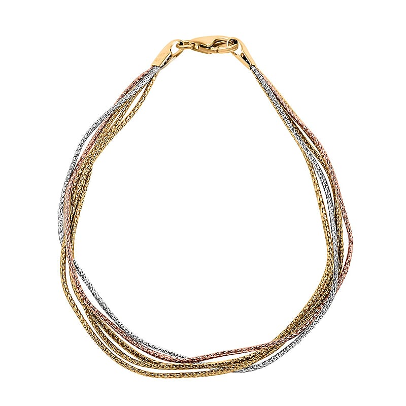 Mare Colorato Italian 10K Yellow, Rose and White Gold Bracelet (7.50 In) 2.40 Grams