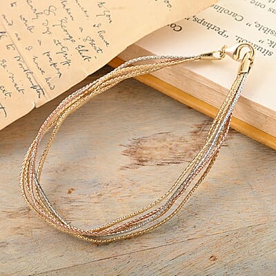 Mare Colorato Italian 10K Yellow, Rose and White Gold Bracelet (7.50 In) 2.40 Grams