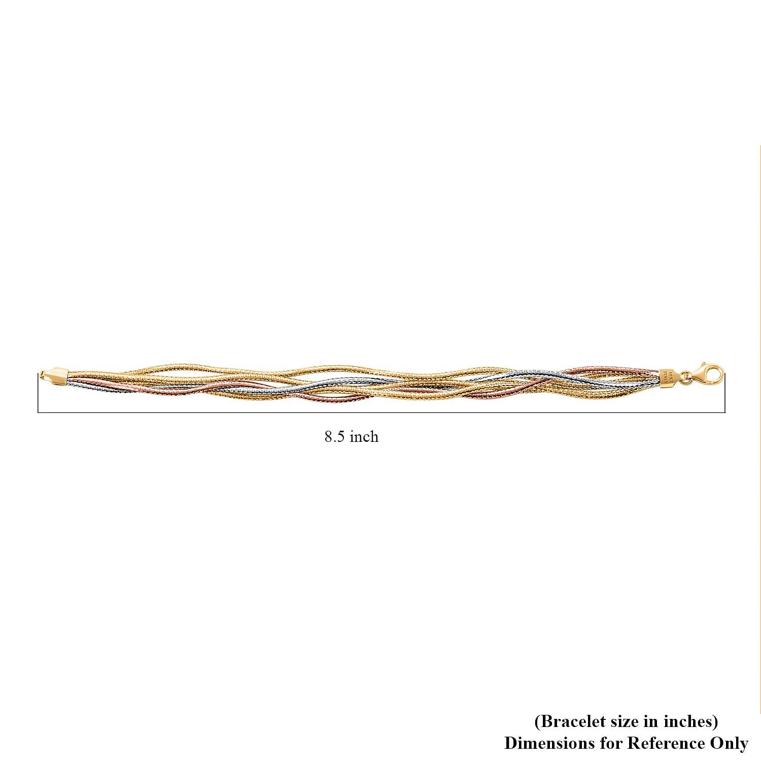 Mare Colorato Italian 10K Yellow, Rose and White Gold Bracelet (7.50 In) 2.40 Grams