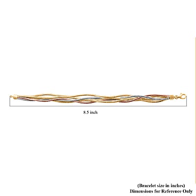 Mare Colorato Italian 10K Yellow, Rose and White Gold Bracelet (7.50 In) 2.40 Grams