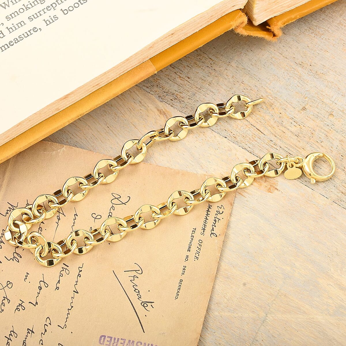 Piccolo Specchio Rolo Italian 10K Yellow Gold Bracelet (7.50 In) 3.60 Grams image number 1