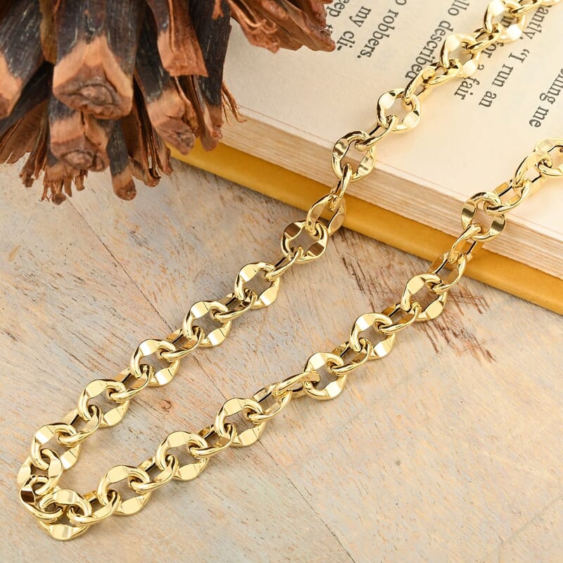 Piccolo Specchio Rolo Italian 10K Yellow Gold Chain Necklace 18 Inches 7.30 Grams