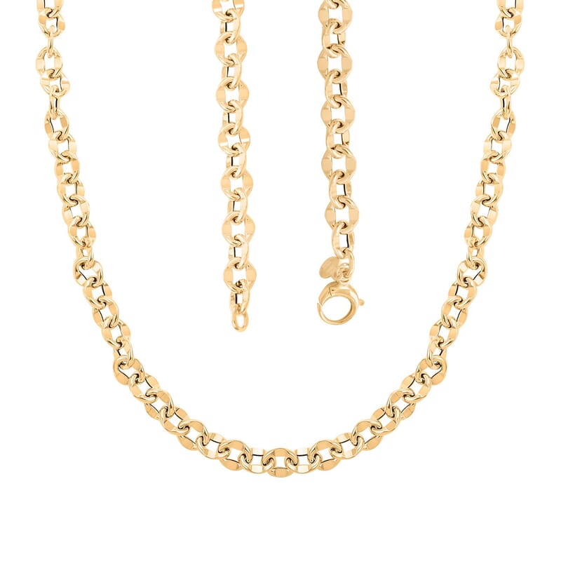 Piccolo Specchio Rolo Italian 10K Yellow Gold Chain Necklace 18 Inches 7.30 Grams