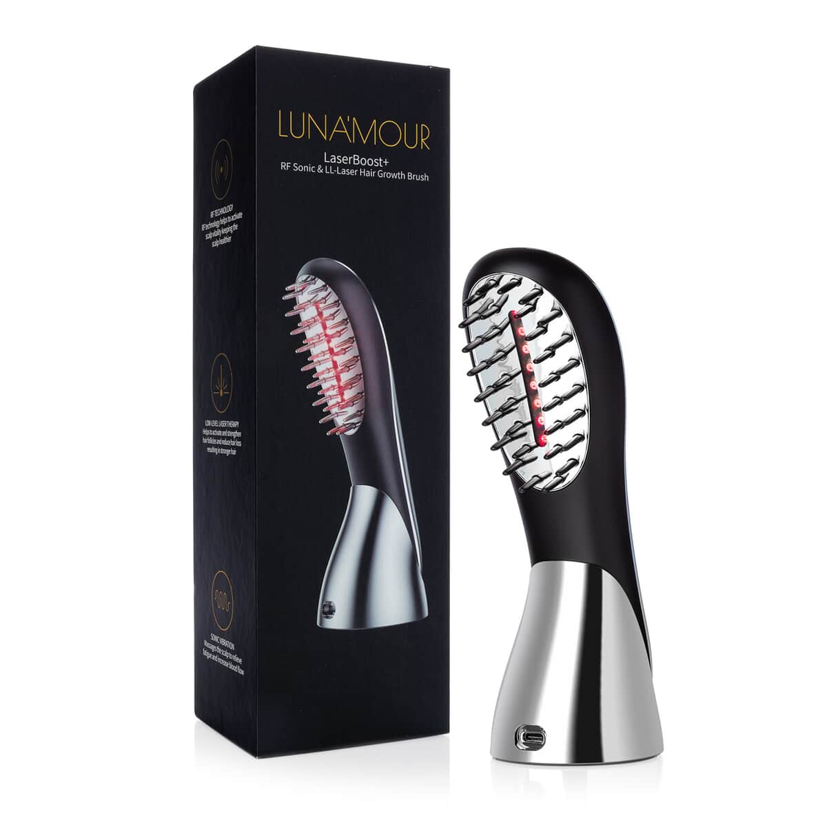 Luna'Mour LaserBoost+ Advanced RF + Sonic Vibration + Low Level Laser Hair-Growth Brush image number 0