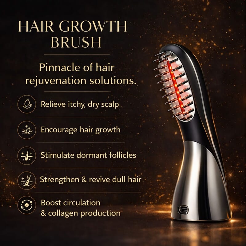 Luna'Mour LaserBoost+ Advanced RF + Sonic Vibration + Low Level Laser Hair-Growth Brush