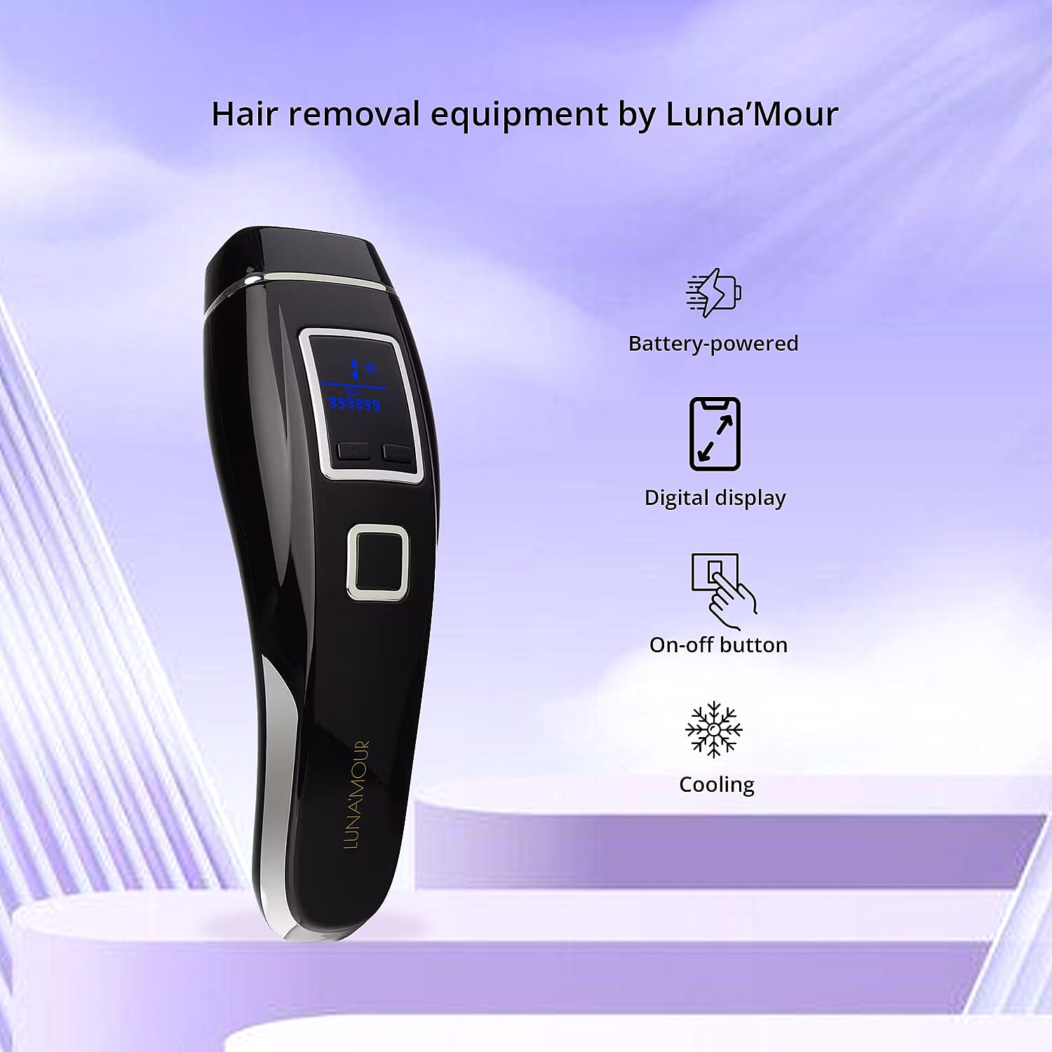 Luna'Mour CoolPro Intense Pulse Light Therapy Device Ice Technology, Skin Revitalizing, Blemish Lightening, and Hair Removing Device (FDA Approved)