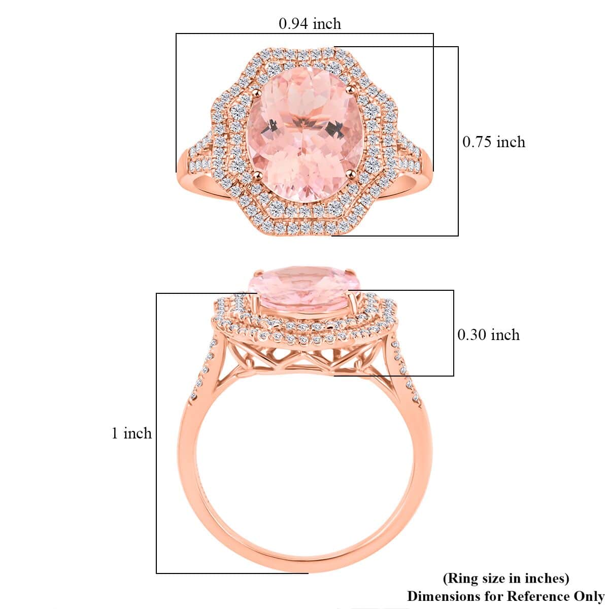 Certified & Appraised Luxoro 14K Rose Gold AAA Pink Morganite and G-H I2 Diamond Ring (Size 6.0) 4.68 Grams 4.80 ctw image number 4