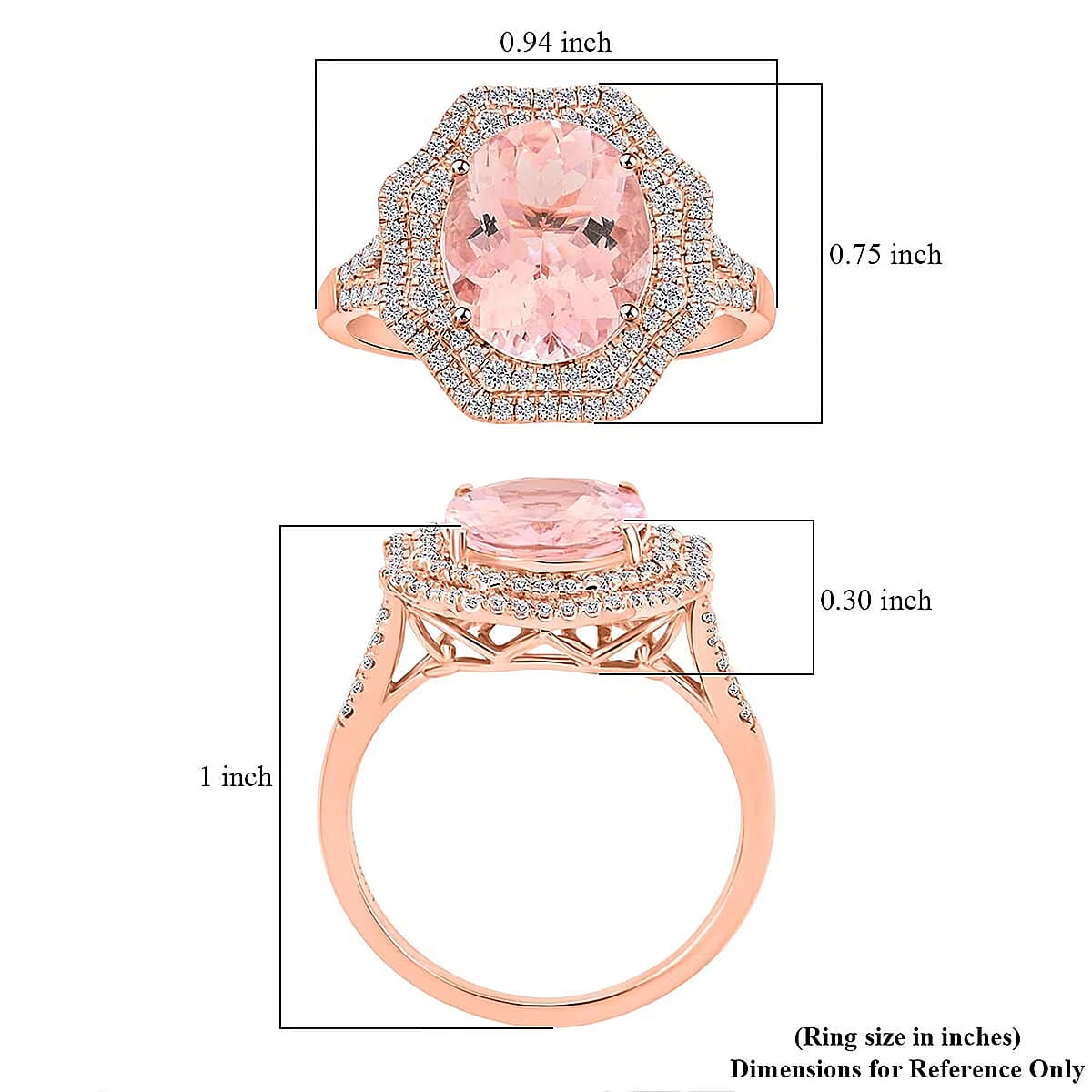 Certified & Appraised Luxoro 14K Rose Gold AAA Pink Morganite and G-H I2 Diamond Ring (Size 6.0) 4.68 Grams 4.80 ctw image number 5