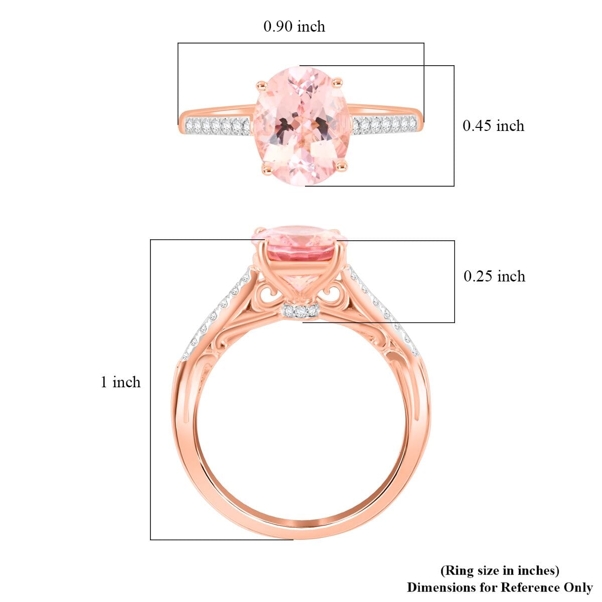 Certified & Appraised Luxoro AAA Pink Morganite and G-H I2 Diamond 2.50 ctw Ring in 14K Rose Gold (Size 9.0) image number 4