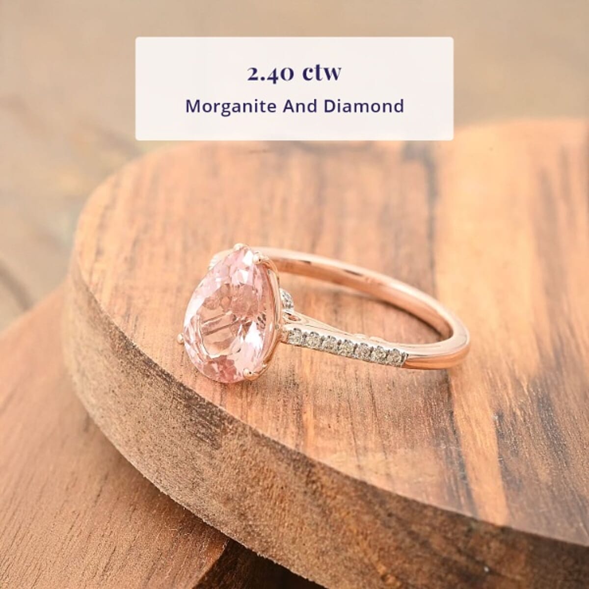 Certified & Appraised Luxoro AAA Pink Morganite and G-H I2 Diamond 2.40 ctw Ring in 14K Rose Gold (Size 10.0) image number 2