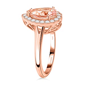 Certified & Appraised Luxoro 14K Rose Gold AAA Pink Morganite and G-H I2 Diamond Ring (Size 8.0) 1.50 ctw