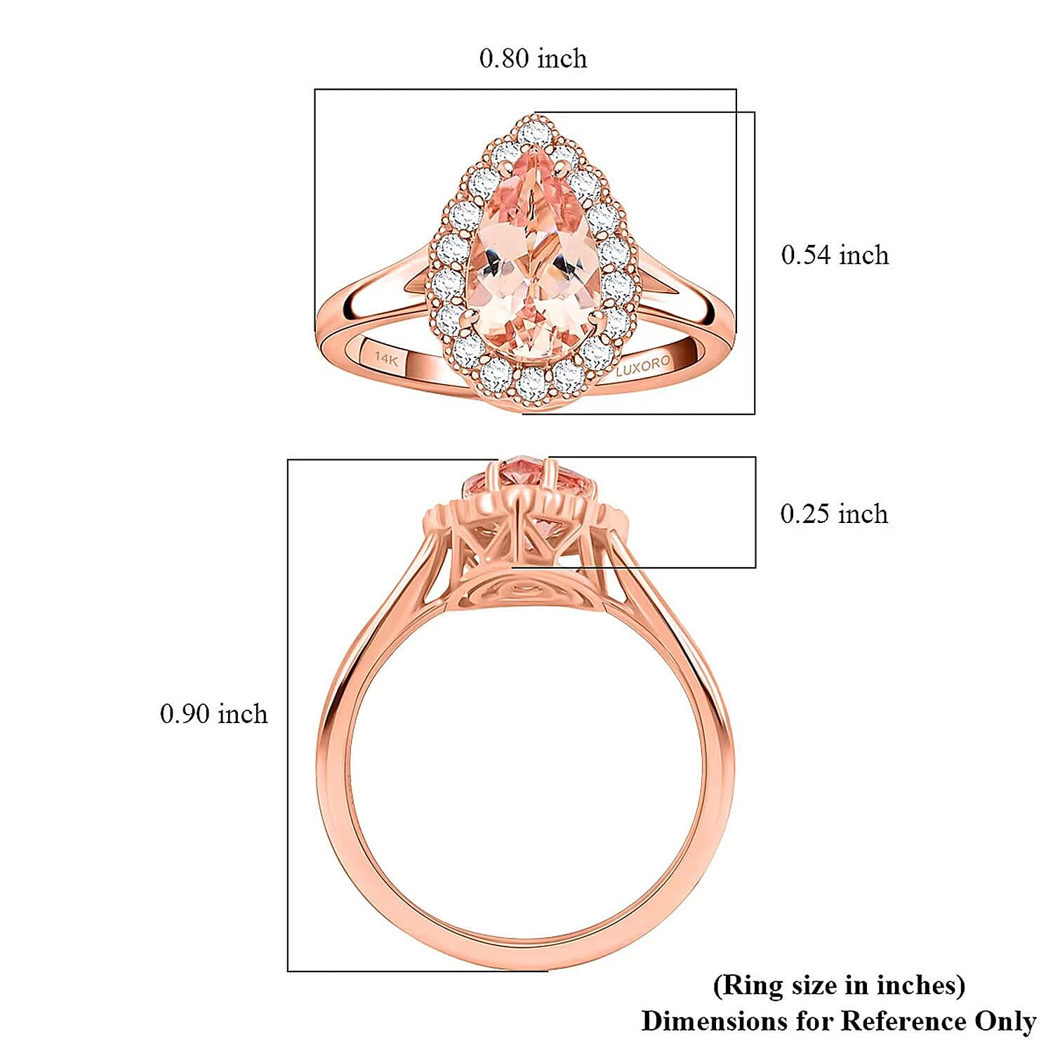 Certified & Appraised Luxoro 14K Rose Gold AAA Pink Morganite and G-H I2 Diamond Ring (Size 8.0) 1.50 ctw