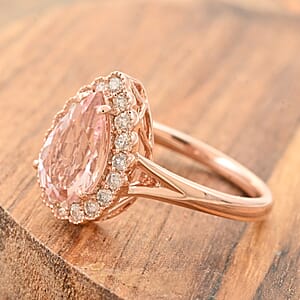 Certified & Appraised Luxoro 14K Rose Gold AAA Pink Morganite and G-H I2 Diamond Ring (Size 9.0) 1.50 ctw