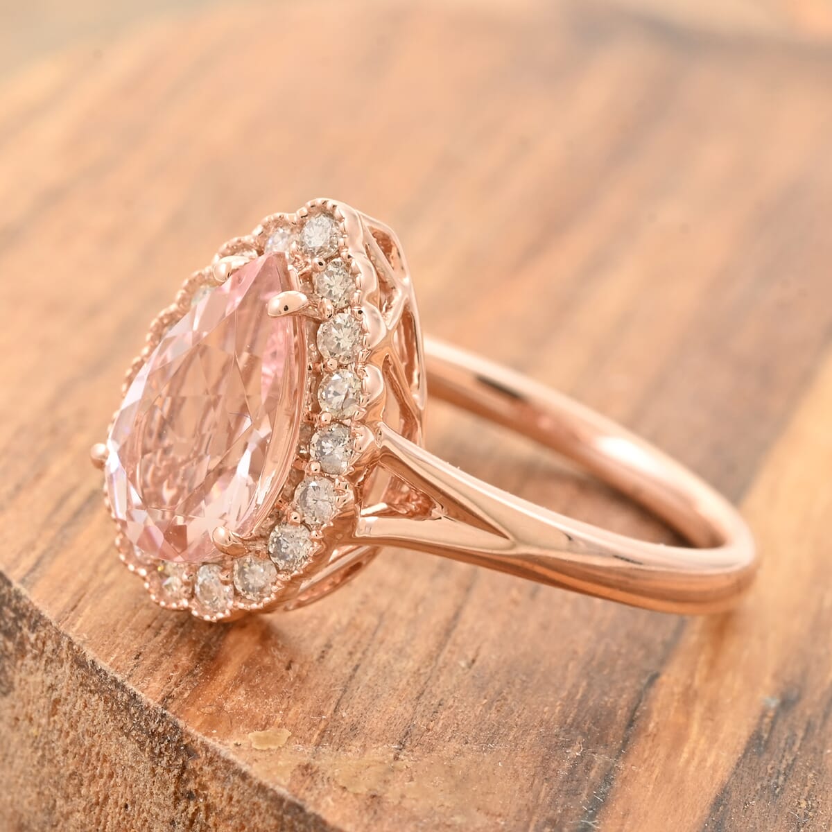 Certified & Appraised Luxoro 14K Rose Gold AAA Pink Morganite and G-H I2 Diamond Ring (Size 10.0) 1.50 ctw image number 1