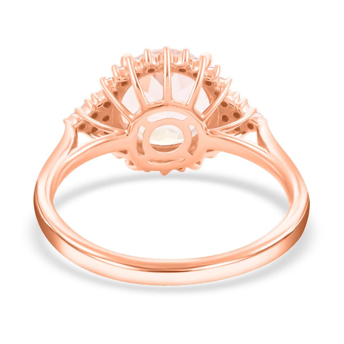 Certified & Appraised Luxoro 14K Rose Gold AAA Pink Morganite and G-H I2 Diamond Sunburst Ring (Size 5.5) 2.75 ctw image number 4