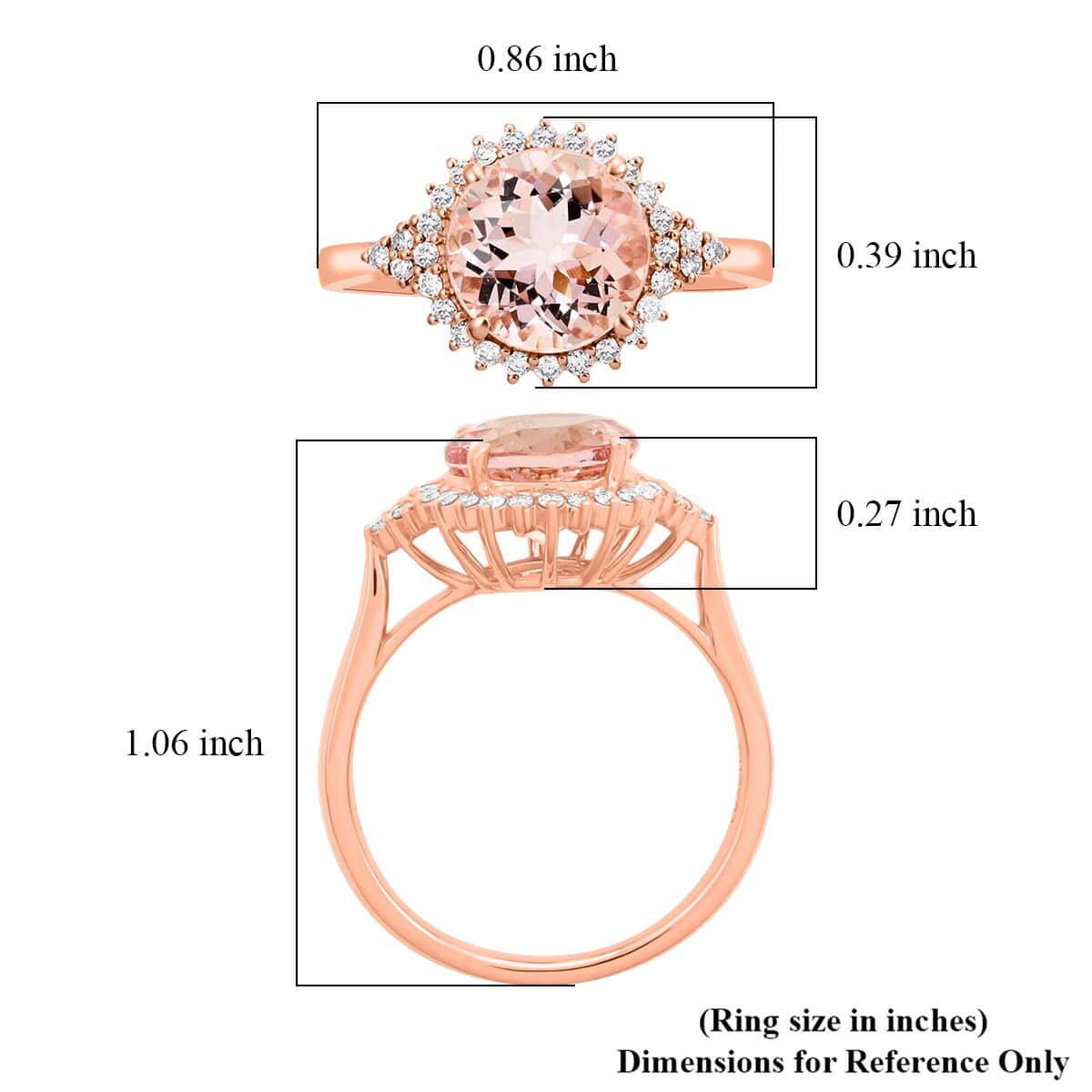 Certified & Appraised Luxoro 14K Rose Gold AAA Pink Morganite and G-H I2 Diamond Sunburst Ring (Size 5.5) 2.75 ctw image number 5