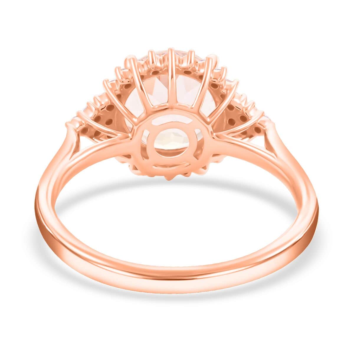 Certified & Appraised Luxoro 14K Rose Gold AAA Pink Morganite and G-H I2 Diamond Sunburst Ring (Size 6.0) 2.75 ctw image number 4