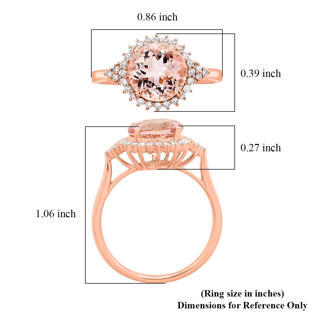 Certified & Appraised Luxoro 14K Rose Gold AAA Pink Morganite and G-H I2 Diamond Sunburst Ring (Size 7.0) 2.75 ctw image number 5