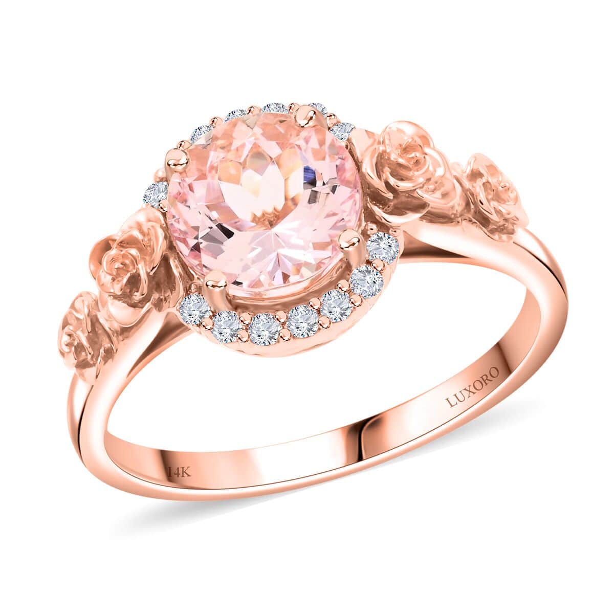 Certified & Appraised Luxoro 14K Rose Gold AAA Pink Morganite and G-H I2 Diamond Ring (Size 10.0) 4.60 Grams 2.000 ctw image number 0